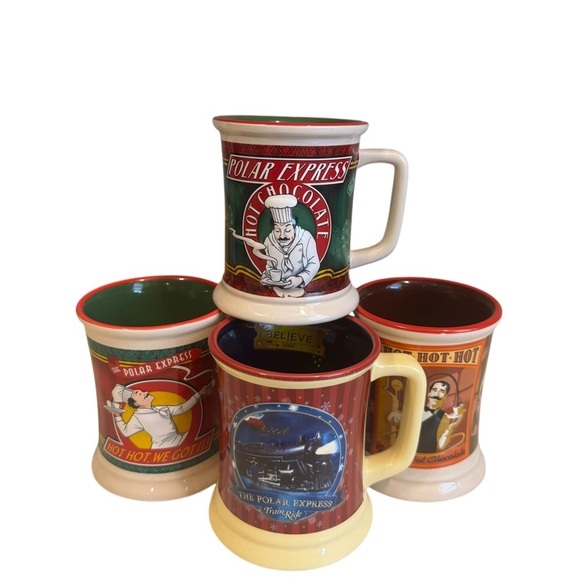 Set of 4 Polar Express Train Ceramic Coffee Cups Series - Picture 2 of 11